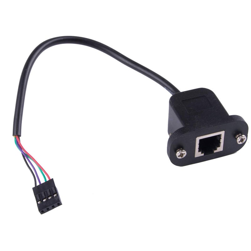 Suamdoen RJ11 6P4C Female to DP 4P Male Telephone Panel Mount LAN Network Ethernet Extension Cable 15cm - Image 1